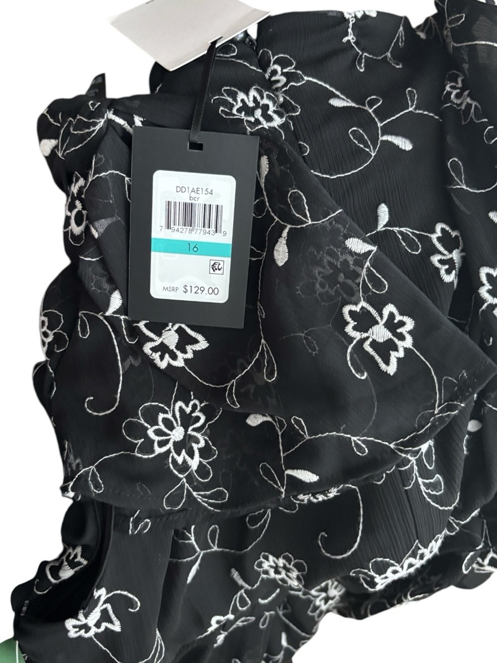 DKNY Floral Midi Dress w/ White Bloom Print, P2P:21.5”, L:46”, NWT, RT $129 - Picture 11 of 13